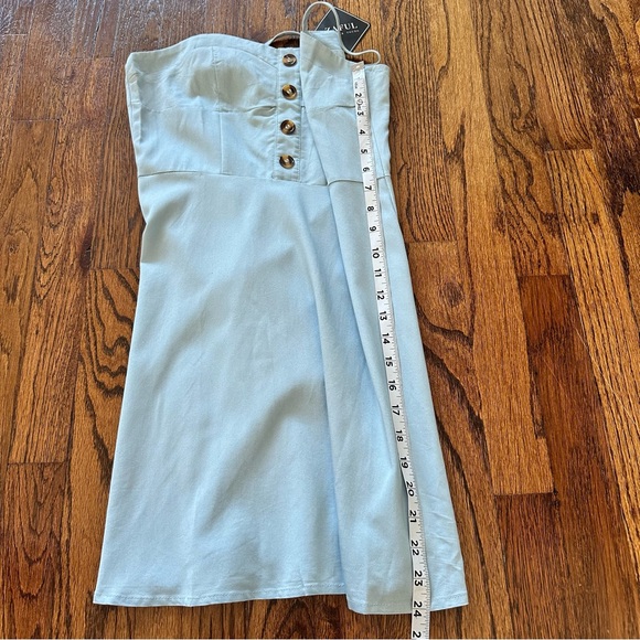 🦋 NWT Zaful Button Crisscross Cami Dress Baby Blue Small 4 - Picture 8 of 11